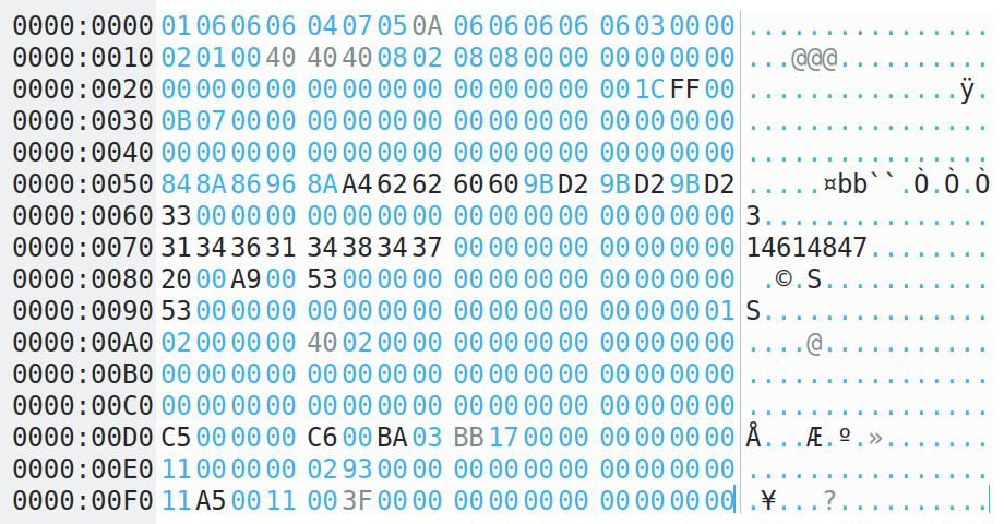 Content of the dump in HEX editor.